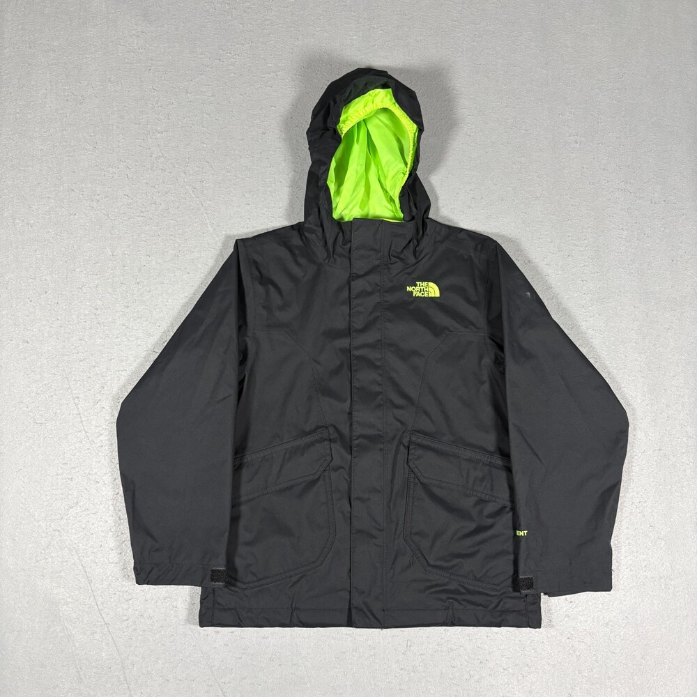 The North Face HyVent Ski Jacket Boys S 7/8 Black Hooded Waterproof Snow